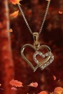 Sølv forgylt hjertesmykke m/zirconia stener thumbnail