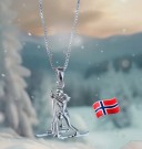 Sølv anheng, skiløper, jente thumbnail