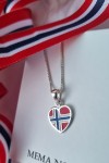 Sølv anheng, flagg, hjerte m/emalje, lite
