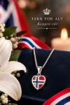 Sølv anheng, flagg, hjerte m/emalje, lite