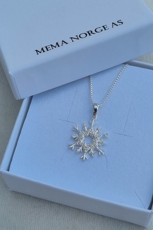 Snøkrystall, sølv anheng m/zirconia stener
