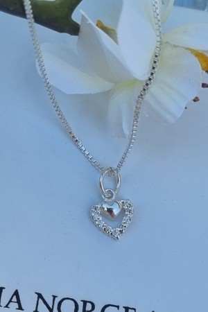 Sølvhjerte m/zirconia stener