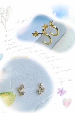 2 pk sølv forgylt ørepynt - RØVERKJØP