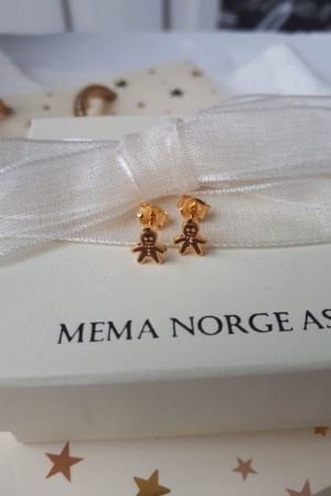 Pepperkake, sølv forgylt ørepynt m/emalje