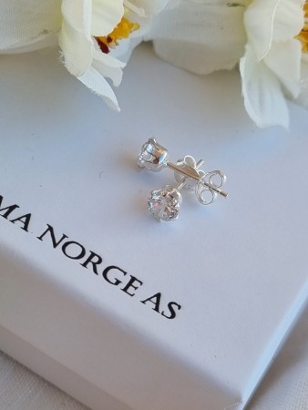 Sølv ørepynt, 5mm, zirconia