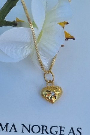 Sølv forgylt hjerte m/zirconia
