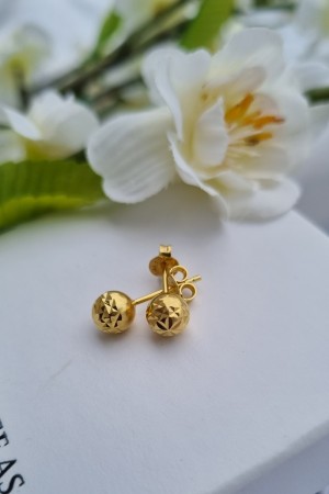 Sølv forgylt kuleørepynt, 6mm, sisselert