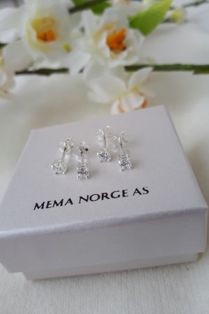 Sølv ørepynt, 3mm zirconia, pris pr par