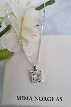 Sølv anheng m/zirconia stener