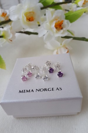 Sølv ørepynt, 4mm zirconia, pris pr par - KUN blanke igjen