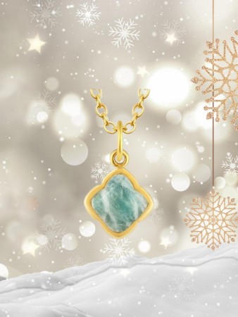 Sølv forgylt anheng m/Amazonite