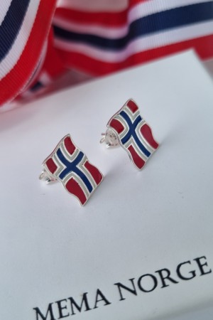 Sølv ørepynt, flagg m/emalje