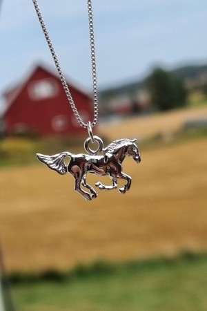 Hest, sølv anheng