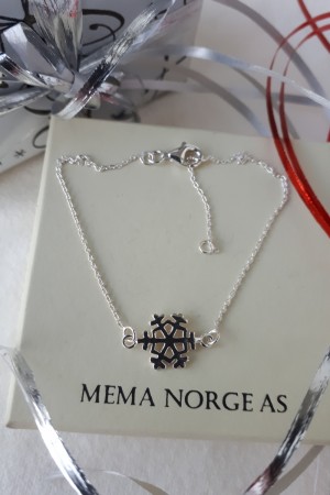 Sølv armbånd, snøkrystall, 17+3cm, UTSOLGT