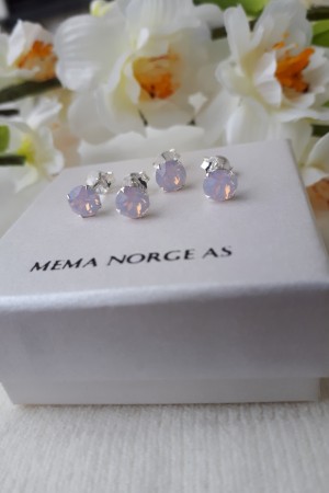 Sølv ørepynt m/Swarovski krystall, 5mm - 2pk - rosa