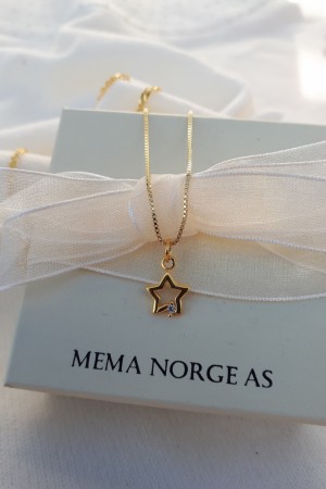 Sølv forgylt anheng, stjerne/zirconia sten