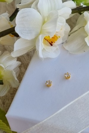 Sølv forgylt ørepynt, 3mm m/blank zirconia,