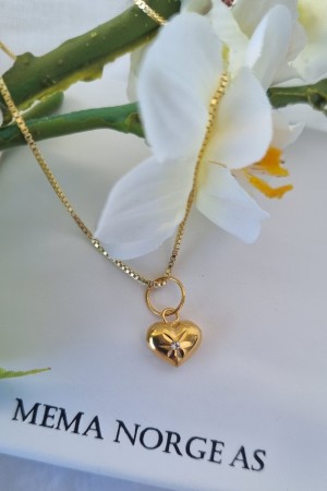 Sølv forgylt hjerte m/zirconia