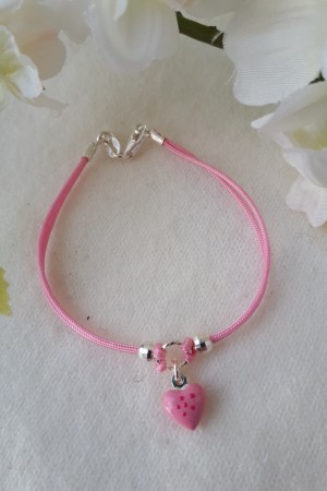 Rosa hjerte-armbånd, m/sølvlås, 15,5cm /GRATIS v/alle bestillinger (legges automatisk med (innen 14.august)