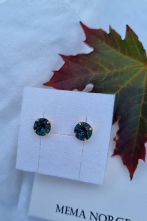 Sølv forgylt ørepynt m/Swarovski crystal, 7mm, KUN 1 par igjen