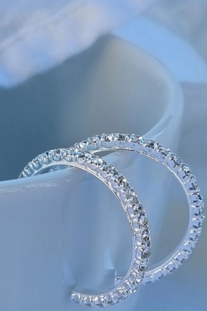 Sølv øreringer m/zirconia, 25mm