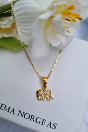 Elefant, sølv forgylt anheng m/zirconia
