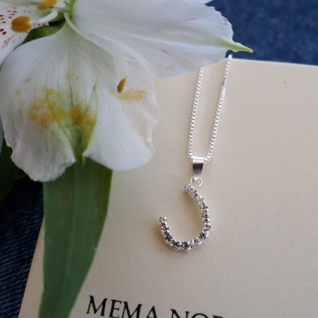 Sølv anheng, hestesko m/zirconia